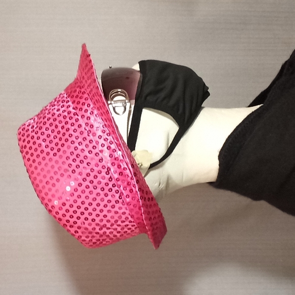 Blinking LED lit pink sequined fedora hat (925) - Picture 5 of 9